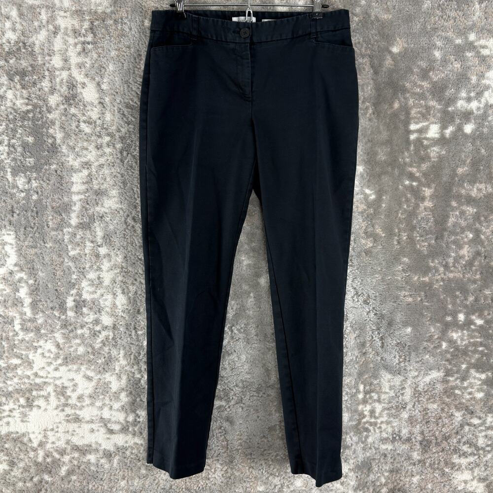 Van Heusen Size 8 Stretch Straight Fit Minimalist Preppy Pants Black Button Zip